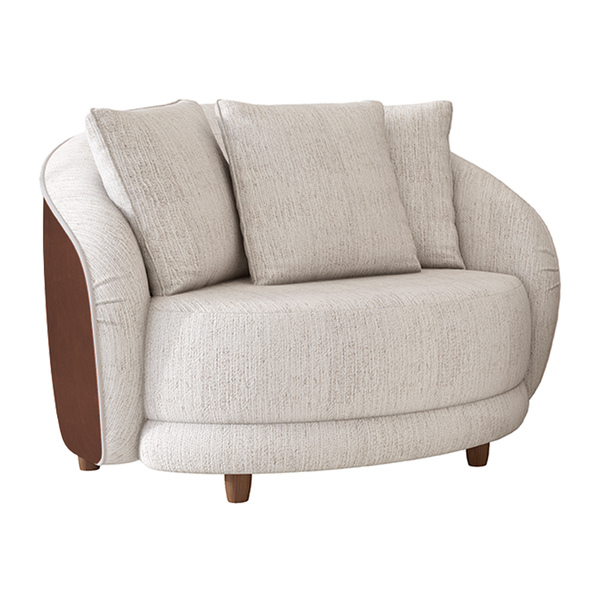 Poltrona Decorativa 122cm Mercy Courino Marrom | Linho Off Wh